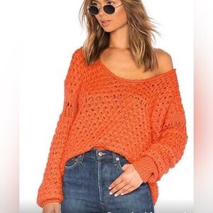 Free People Crashing Waves Chunky Loose Knit Wool Blend Sweater